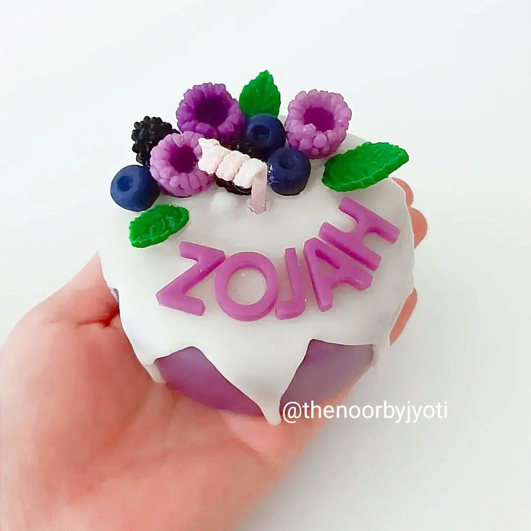 Blueberry Custom Name Cake Candle (Medium)