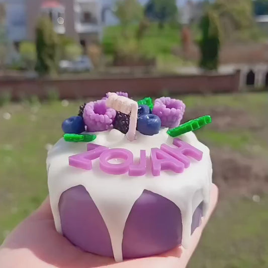 Blueberry Custom Name Cake Candle (Medium)